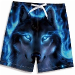 NEWISTAR Badehose Jungen 3D Drucken Kinder Badeshorts Neuheit Schnell trocknende Boardshorts Strandhose mit Netzfutter 8-9 Jahre
