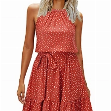 Newshows Sommerkleid Damen Knielang Elegant Kleid Neckholder Sommer Ärmellos Freizeitkleider mit Taschen(Floral-12, Mittel)