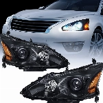 Nilight Scheinwerfer Montage für 2013 2014 2015 Altima 4-Türer Limousine Advance Base Exclusive SL S SV Sense Limousine 4-Türer Ersatz Scheinwerfer Klar Projektor Schwarz Gehäuse Bernstein Reflektor