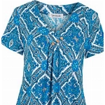 Ninedaily Damen Tunika Sommer Kurzarm Oberteil Lose V Ausschnitt Elegant Hemd Bluse, blau / weiß, X-Groß