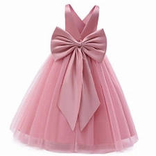 NNJXD Blumenmädchen Hochzeit Festzug Kleid Backless Formales langes Kleid 784 Rosa Größe (150) 10-11 Jahre