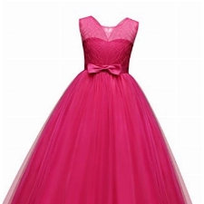 NNJXD Mädchen Kinder Spitze Tüll Hochzeit Kleid Prinzessin Kleider Größe (170) 12-13 Jahre Rose