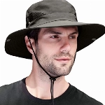 Olasfa Sonnenhut Herren Damen Fischerhut Outdoor Safari Hut UV Schutz Faltbar Sommerhut Anglerhut Herren Buschhut Wanderhut Boonie Hat mit Breiter Krempe