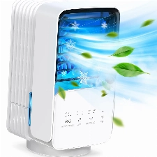 OMISOON Mobile Klimaanlage, 4-in-1 Mobiles Klimagerät, 60°/120° Oszillation, 700 ml Mini-Klimaanlage, 3 Windgeschwindigkeiten, 2 Nebelmodi, 7 Farben Licht, Tragbarer Klimaanlagefür Schlafzimmer, Büro