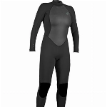 O'Neill Damen Reactor-2 3/2 mm Neoprenanzug mit Reißverschluss hinten, Schwarz, Größe 8 kurz