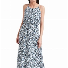 ONLY Damen Ärmelloses Maxi Blusenkleid | Lang Gepunktetes Print Tunika Dress | Spaghetti Träger ONLWINNER, Farben:Blau, Größe:38