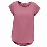 ONLY Damen Einfarbige Kurzarm Bluse | Basic Rundhals Ausschnitt | Blusen T-Shirt Blouse Oberteil ONLVIC, Farben:Rosa-2, Größe:44