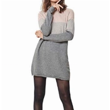 ONLY Damen Langarm Strickkleid | Slim Longsleeve Dress Schirtkleid ONLLILLO | Rundhals Jumper Long Pullover, Farben:Rosa, Größe:M
