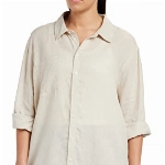 ONLY Damen Oversized Basic Hemd Bluse | Langarm Business Tunika Shirt | Classic Leinen Oberteil ONLTOKYO, Farben:Sand, Größe:M