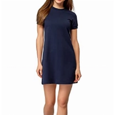 oodji Ultra Damen Lässiges Kleid mit Kurzen Ärmeln, Blau, DE 36 / EU 38 /S
