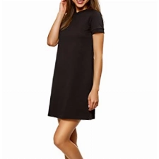 oodji Ultra Damen Lässiges Kleid mit Kurzen Ärmeln, Schwarz, DE 38 / EU 40 /M