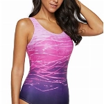 ORANDESIGNE Damen Badeanzug Sport Bademode Damen Bauchweg Einteiliger Badeanzug Sexy Push Up Badeanzüge Damen Swim Suit Monokini Damen Strandmode Damen Sommer C Violett 46