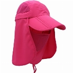 outfly 360° UV-Sonnenschutz mit LSF 50+, Nacken- und Gesichtsklappe Sonnenschutz, Hüte für Herren und Damen, breite Krempe, faltbar, verstaubar für Angeln, Klettern, Wandern Gr. 7 / 7 1/2, rosarot