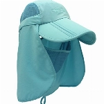 outfly 360°UV Sonnenschutz mit UPF 50+ Hals & Gesichtsklappe Sonnenschutzmützen für Männer & Frauen breite Krempe faltbar verstaubar für Angeln Klettern Wandern, azurblau, 7 / 7 1/2