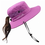Pesaat Sonnenhut Damen UV Schutz Fischerhut knautschbarer Wasserfester Sommerhut mit Kinnband gartenhut Boonie hat damenfür Gartenarbeit Reisen Wandern Angeln (Lila-Einfarbig, Gr.Erwachsener)