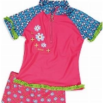 Playshoes Mädchen UV-Schutz Bade-set Blumen 460272, 18 - Mehrfarbig, 98-104