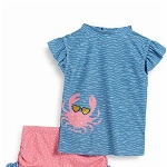 Playshoes Mädchen UV-Schutz Bade-Set Krebs 461292, 780 - Blau/Pink, 86-92