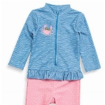 Playshoes Mädchen UV-Schutz Langarm Einteiler Krebs 461295, 780 - Blau/Pink, 86-92