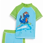Playshoes Unisex Kinder UV-Schutz Bade-Set Dino 461302, 791 - Blau/Grün, 110-116