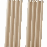 Pony Dance Thermogardine Kälteschutz Wohnzimmer Gardinen Ösenvorhang 2er Set H 210 x B 132 cm Wärmedämmender Vorhang Blickdicht, Biscotti Beige