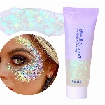 Prreal Body Glitter gel 50ml, Mermaid Sequins Chunky Glitter Liquid Gel kit, Long-Lasting Glitter Sequins Chunky Powder Gel For Festival Masquerade Birthday Makeup#White