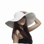 QUUPY Damen Schlapphut mit breiter Krempe, UPF 50, Sommerhut, faltbar, aufrollbar, Strandhut, Sonnenhut, Strohkappe, Schwarz