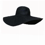 QUUPY Damen Strohhut mit breiter Krempe, Sonnenhut, LSF 50, faltbar, aufrollbar, Strandhut, Sonnenhut, Strohkappe, Schwarz