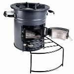 Raketenofen | Holz, Kohle oder anderen brennbaren Materialien | Outdoor-Küche | Terrassenheizung | widerstandsfähigem grauem, pulverbeschichtetem, rostfreiem Metall | Küchenherd Holz | Campinggrill