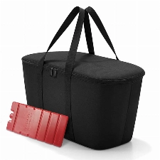 reisenthel coolerbag mit Kühlakku - isolierte Kühltasche, faltbar, robust, mit Reißverschluss - 44,5 x 24,5 x 25 cm, Volumen: 20l - Exklusives Set, Black (7003)