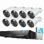 Reolink 12MP Überwachungskamera Aussen Set, 8 X PoE IP Kamera Überwachung Outdoor, Spotlights, Personen-/Fahrzeugerkennung, 2-Wege-Audio, 24/7 Farb-/IR-Nachtsicht, 16CH 4TB HDD NVR, RLK16-1200B8-A
