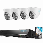 Reolink 4K Smarte Überwachungskamera Set Aussen, Personen-/Autoerkennung Videoüberwachung mit 4X 8MP PoE IP Kamera Outdoor und 8CH 2TB NVR, Spotlight, Zwei-Wege-Audio, Farbige Nachtsicht, RLK8-824D4-A