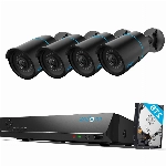 Reolink 5MP Überwachungskamera Set, 4X 5MP PoE IP Kamera Überwachung Aussen mit Smarter Personenerkennung und Fahrzeugerkennung, 8CH 2TB HDD NVR für 24/7 Videoüberwachung, RLK8-510B4-A Schwarz