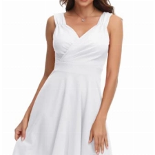 Retro Kleid a Linie v Ausschnitt Kleid Damen 50s Kleid a Linie trägerkleider Fashion Kleid CL698-7 S