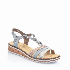 Rieker Damen Sandaletten V36G4, Frauen Sandalen,Freizeitschuhe,Schuhe,Strandschuhe,Sommersandalen,bequem,Sommerschuhe,blau Kombi (40),41 EU / 7.5 UK