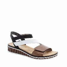 Rieker Damen V3670 Sandale, beige Kombi / 64, 38 EU