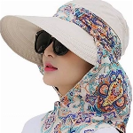 Roll Up Wide Brim Sonnenblende UPF 50+ UV-Schutz Sonnenhut mit Nackenschutz Beige