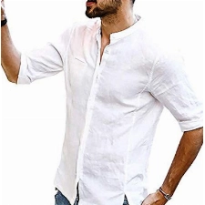 Romancan Herren 3/4 Ärmel Henley Freizeithemd Sommer Casual Atmungsaktiv Shirt