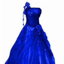 Romantic-Fashion Damen Ballkleid Abendkleid Brautkleid Lang Modell E234 A-Linie Blüten Perlen Pailletten DE Blau Größe 48