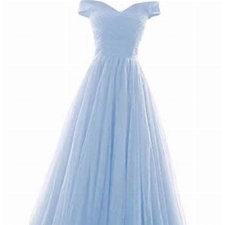 Romantic-Fashion Damen Ballkleid Abendkleid Brautkleid Lang Modell E270-E275 Rüschen Schnürung Tüll DE Hellblau Größe 44