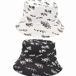 Ropniik 2 Stück Fischerhut Doppelseitiger Fischerhut Sonnencreme Strandhut Für Männer Und Frauen Faltbarer Schwarzer Und Weißer Doppelseitiger Outdoor-Druck Fischerhut