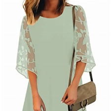 Roskiky Kleid Damen Festlich Kleid Für Hochzeitsgäste Damen Longshirt Damen Kleid Grün Abendkleid Damen Mintgrün M