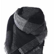 Sawekin Damen XXL Schal Halstuch/Poncho kariert quadratisch Karo schal Herbst/Winter Warmer Schal (A-Schwarz)