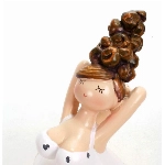 Schick-Design Yoga Dame im weißen Badeanzug 10 cm Mädchen Rubensfrau mollige Dame Badenixe Dicke Frau Badezimmer Figur Pilates Joga