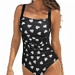 SEDEX Badeanzug Damen Sexy Einteiler Badeanzug Damen Bauchweg Monokini Sport Bademode Frauen Einteiliger Schwimmanzug V Ausschnitt Kreuz und Quer Zurück Beachwear (Herz,L)