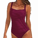 SEDEX Badeanzug Damen Sexy Einteiler Badeanzug Damen Bauchweg Monokini Sport Bademode Frauen Mollige Große Größe Schwimmanzug (Rotwein, XL)