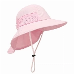 SEYUFN Baby Sonnenhut Mädchen Jungen Halskappe Kinderschutz Eimer Hüte Atmungsaktiver Baby Mädchen Strandhut Kleinkind Sommerhut (S(6-24 Monate), C-Rosa)