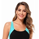 SHEKINI Damen Leichtathletik Einteiliger Badeanzug U Ausschnitt Sportlicher Bademode Bauchweg Große Größe Bodysuit Gepolstert Badebekleidung (Schwarz, L)