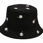 Sibba 1 PC Fischerhut Strand Sonnenschutz Sommer Faltbar Breite Krempe Angelkappe Sonnenhut Lässig Urlaub Ästhetisch Zubehör Mädchen Frauen Kinder Reisen (Schwarz Sonnenblume)