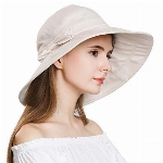 SIGGI Faltbarer Sonnenhut Sommerhut UPF 50 + Sonnenhut Shade Damen Breite Krempe, 69038_Beige, S