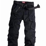 siyecaoo Damen Hosen Cargo Hose Multi Taschen Jogginghose Sporthose Workwear Reißverschluss Armee Militär Wanderhose Outdoorhose Relaxed-Fit Damen Cargo Hose Schwarz Tag 28-DE 36